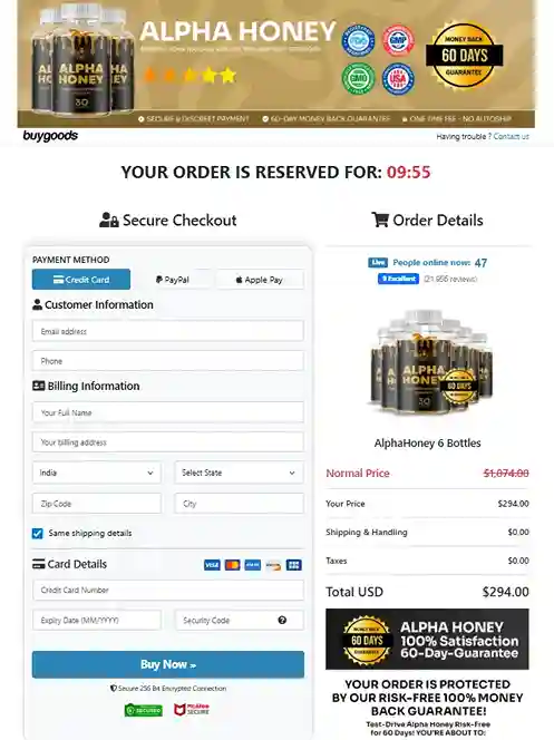 Alpha Honey order page
